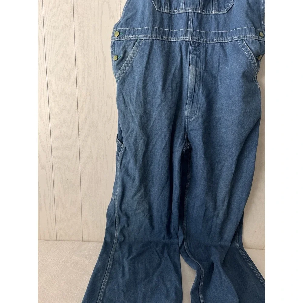 Liberty Bib Overalls Mens 42x32 Denim Blue Button Fly Carpenter Hammer Loop